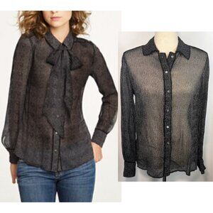 J. CREW COLLECTION Black & White Dot Sheer Silk Secretary Blouse Size 0